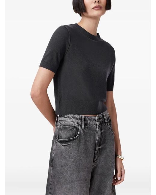 AllSaints Gray Short-Sleeve Crew-Neck Top