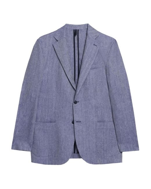 Brooks Brothers Blue Herringbone Linen Blazer for men