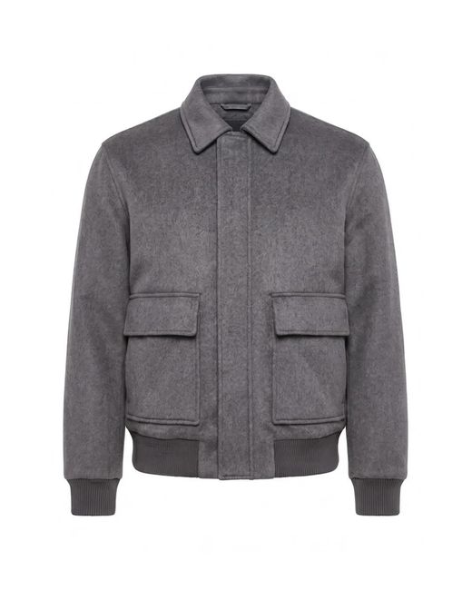 Peserico Gray Concealed-Fastening Flap-Pocket Jacket for men