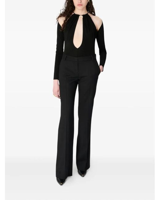 MARINE SERRE Black Draped Keyhole Bodysuit