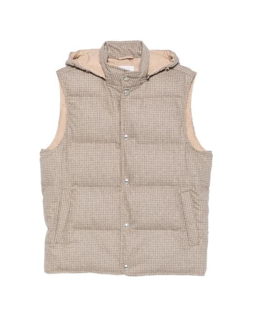 Eleventy Natural Check-Pattern Gilet for men