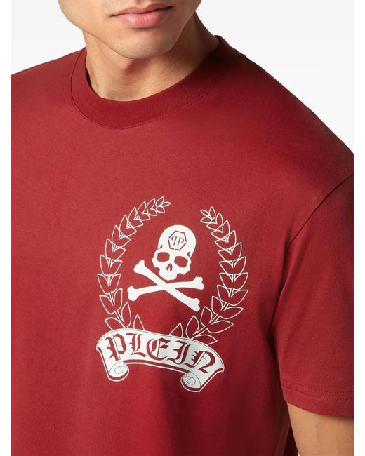 Philipp Plein Red Ss Logo-Print T-Shirt for men