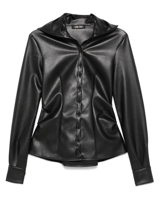 Elena Velez Black Faux-Leather Shirt