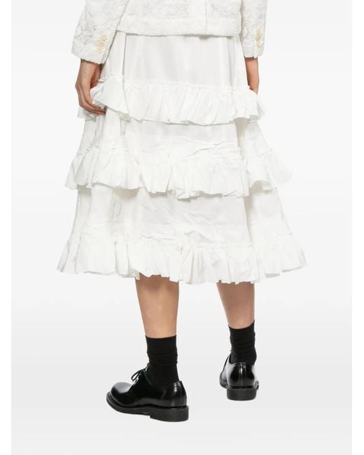 Comme des Garçons White Ruffled Tiered Skirt