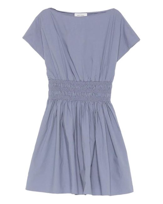 Matteau Blue Shirred Waist Mini Dress