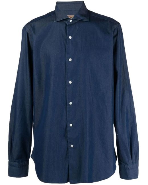 Barba Napoli Blue Long-Sleeve Shirt for men