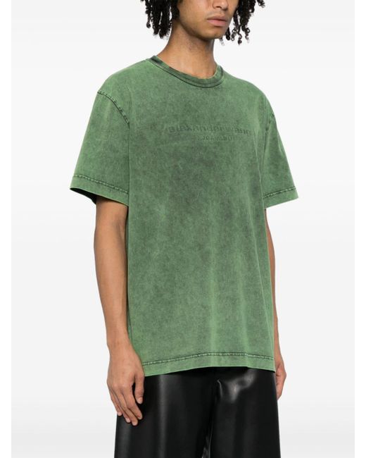 Alexander Wang Green T-Shirt in Acid-Wash-Optik mit Logo-Prägung