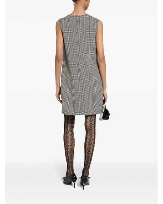 Dolce & Gabbana Gray Houndstooth-Pattern Wool Dress
