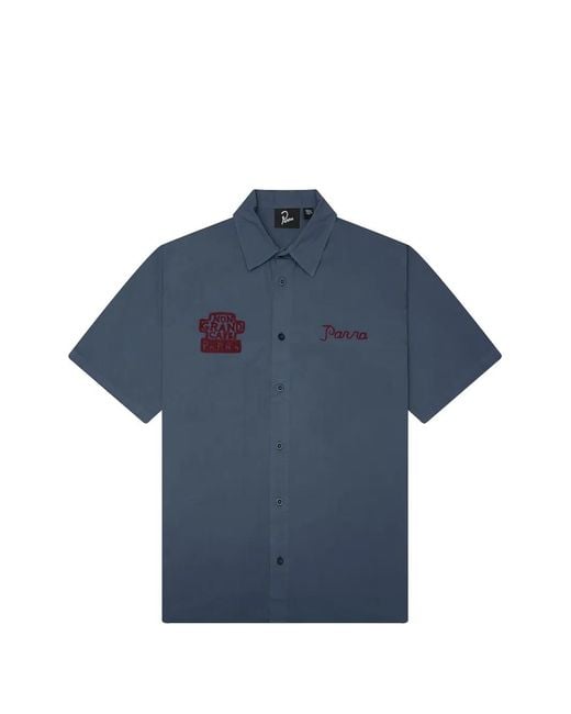 by Parra Blue The End Books Embroidered Short-Sleeve Shirt for men