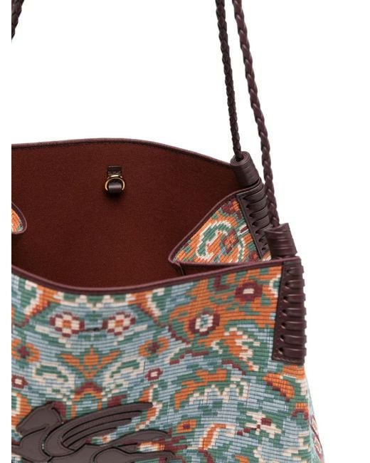 Etro White Patterned Emblem Shoulder Bag