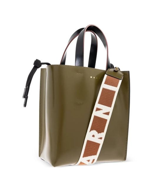 Marni Green Colorblock Leather Tote Bag