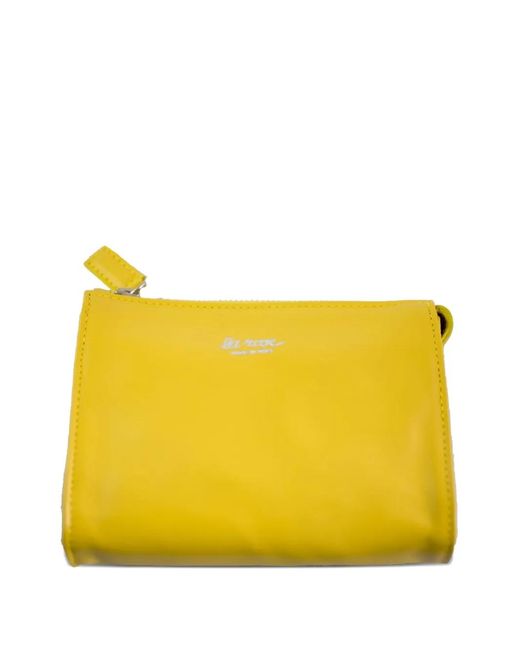 LA ROSE Yellow Minimal Leather Make-Up Bag