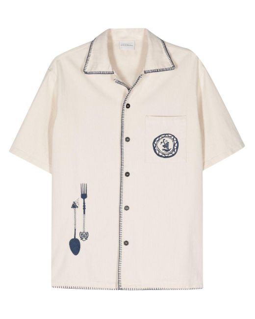 Drole de Monsieur Natural Logo-embroidered Cotton Shirt for men