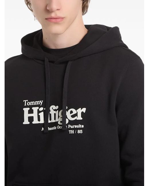 Tommy Hilfiger Blue Logo-Print Drawstring Hoodie for men