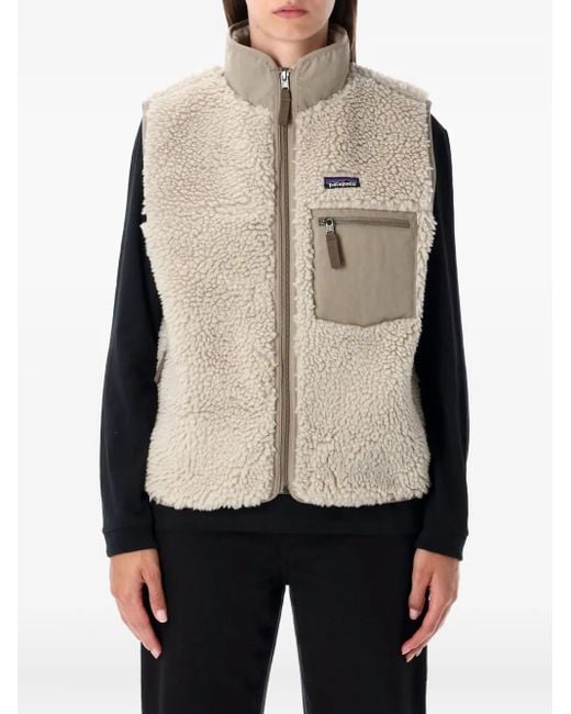 Patagonia Logo-patch Fleece Vest Natural
