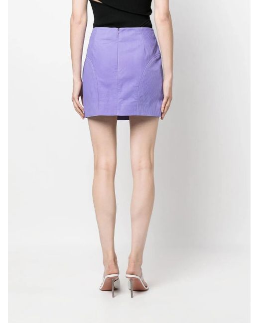 Remain Purple Corduroy Leather Mini Skirt