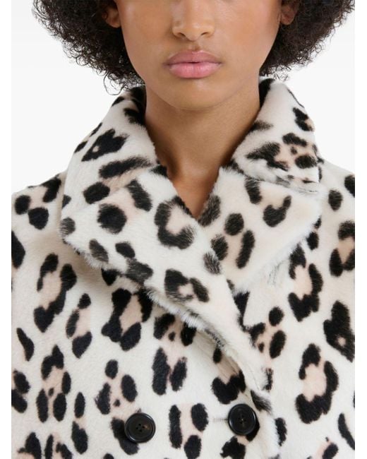 Marni White Leopard-Print Wool Cape