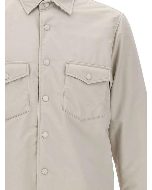 Eleventy White Long-Sleeved Shirt Jacket for men