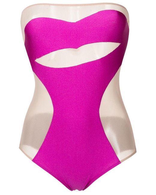 Costume intero Lipstick semi trasparente di Adriana Degreas in Pink