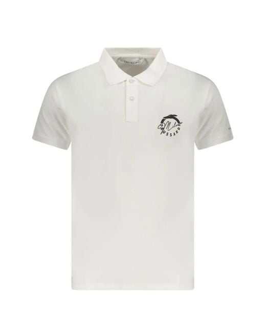 Trussardi White Logo-Detail Polo Shirt for men