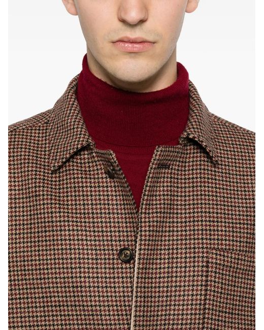 Eleventy Brown Houndstooth-Pattern Shirt Jacket for men