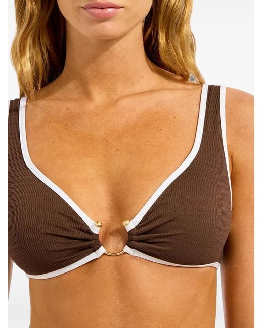 Seafolly Black Ribbed-Knit Ring-Detail Bikini Top