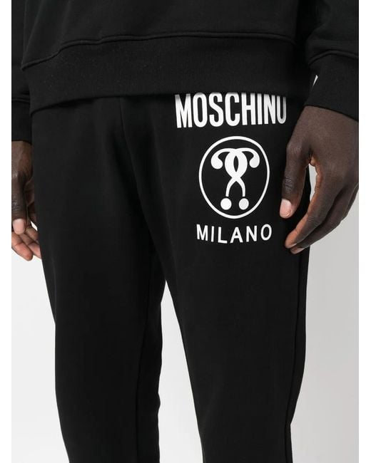 Moschino Black Logo-Print Track Pants for men