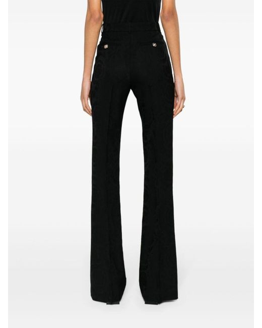 Versace Black Baroque-jacquard Flared Trousers