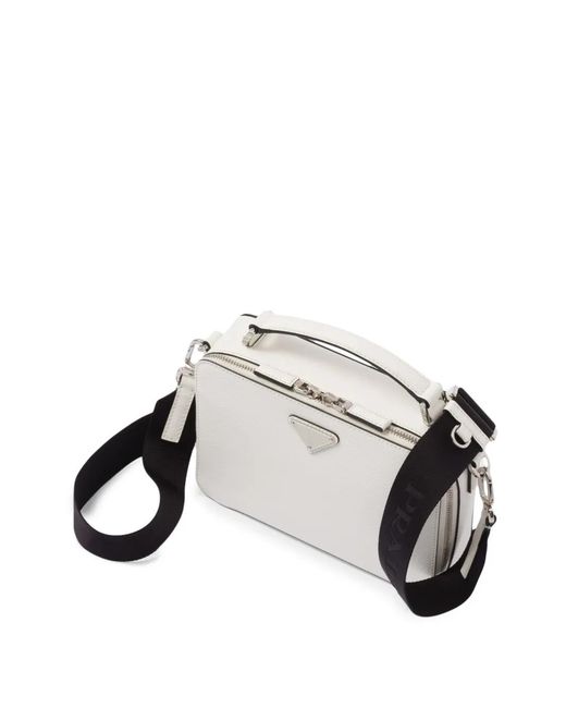 Prada White Brique Medium Saffiano Leather Bag for men