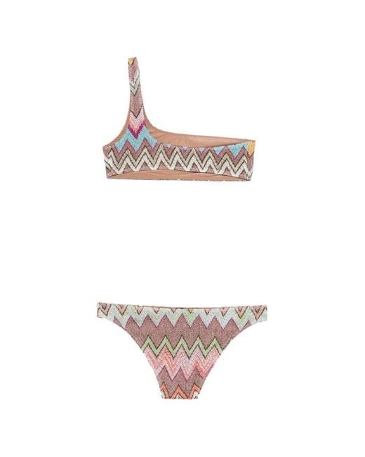 Missoni White Bikini Asymétrique À Motif Zigzag