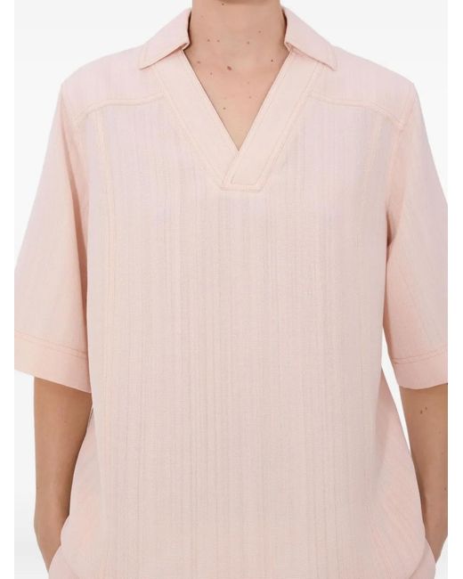 Loulou de Saison Pink Ermo Open Neck Top