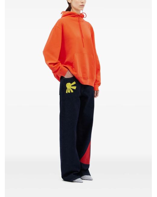 MSGM Orange Logo-Print Hoodie
