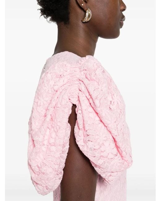 ROTATE BIRGER CHRISTENSEN Getailleerde Midi-Jurk Met Kant in het Pink