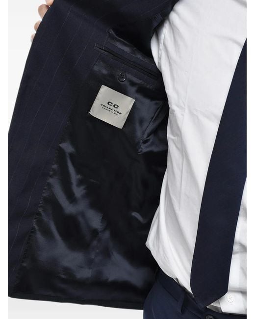 Corneliani Blue Pinstripe Single-Breasted Blazer for men