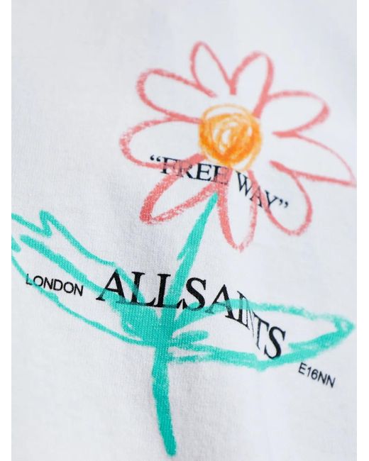AllSaints White Crayo Floral-Print T-Shirt for men