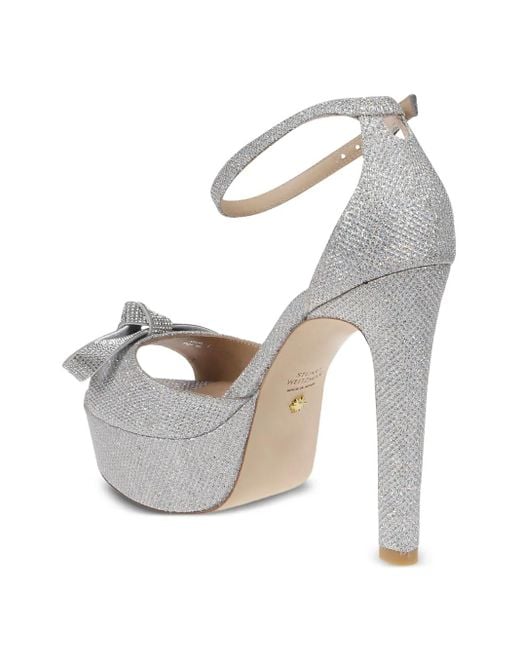 Stuart Weitzman Gray 145Mm Bow-Embellished Platform Sandals
