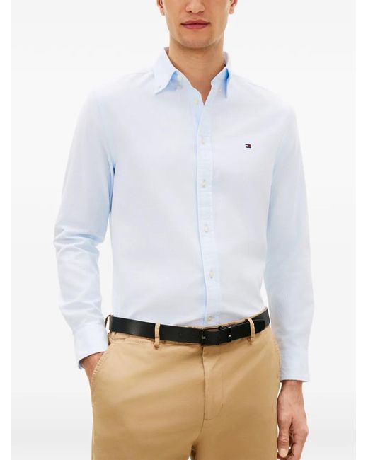 Tommy Hilfiger White Flex Technology Long-Sleeve Shirt for men