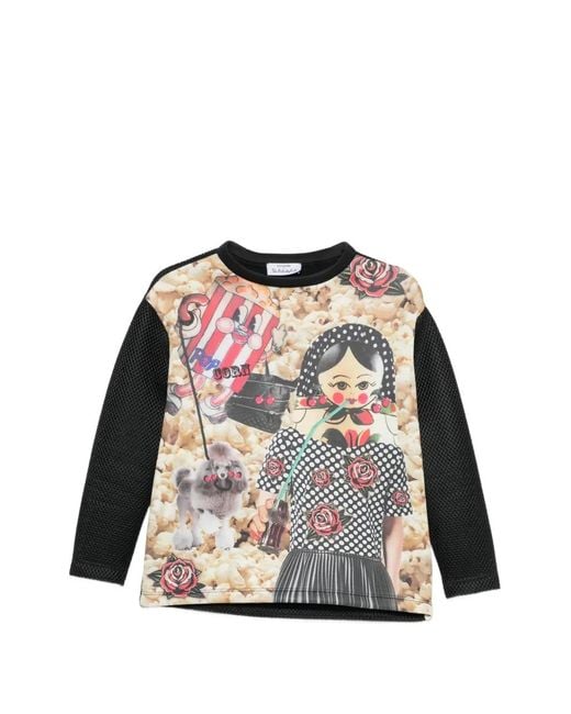 The Artistylist White Graphic-Print Textured-Finish Sweatshirt