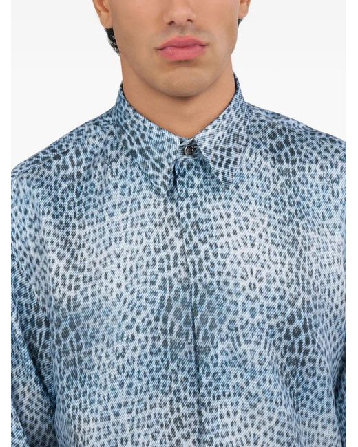 Roberto Cavalli Blue Baby Jaguar Silk Shirt for men