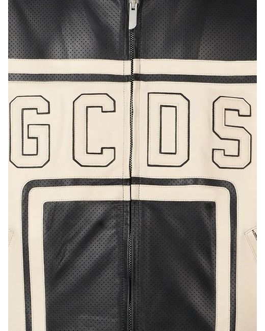 Gcds Black Perforated Leather Jacket