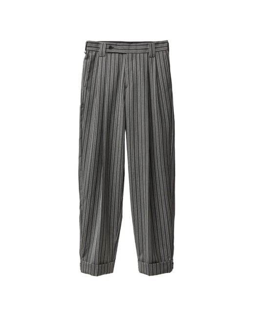 Versace Gray Striped Pleated Trousers for men