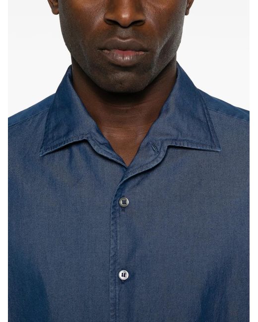 Brioni Blue Marcello Buttoned Shirt for men