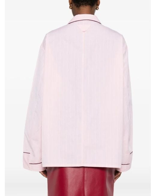 Prada Pink Gestreiftes Hemd mit Kontrastbesatz