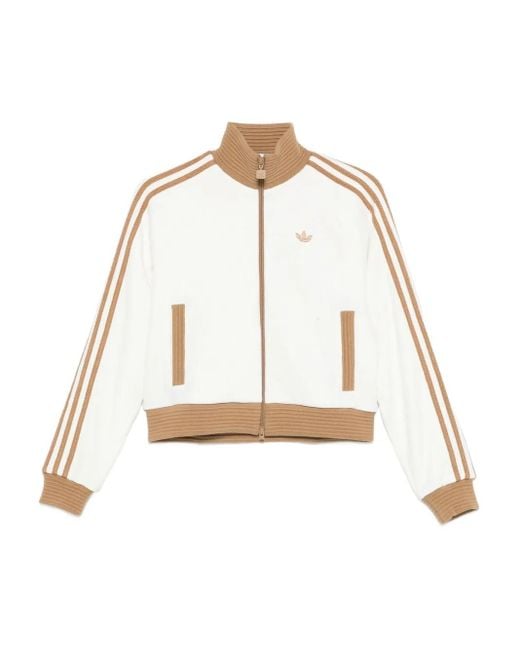 Adidas White Velour Zipped Sweatshirt