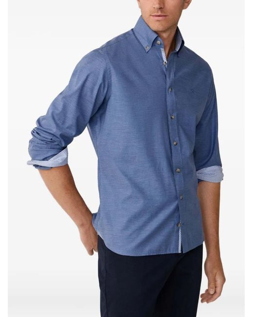 Hackett Blue Herringbone Shirt for men