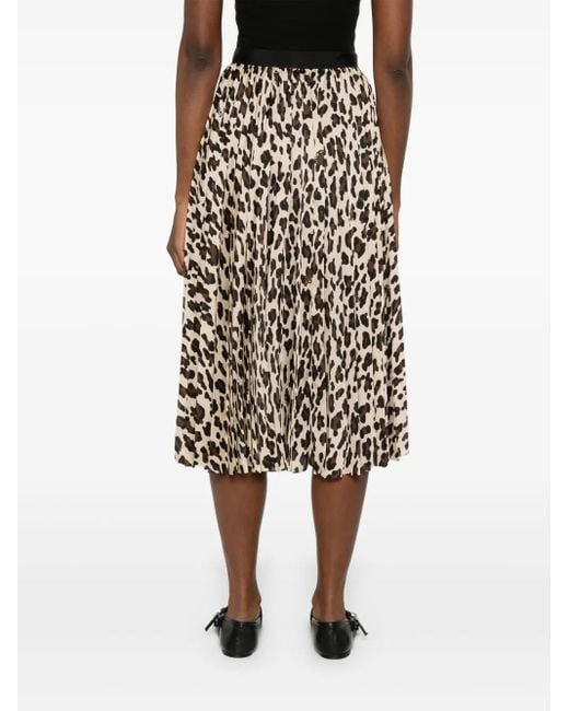 Sacai Black Leopard Print Midi Skirt