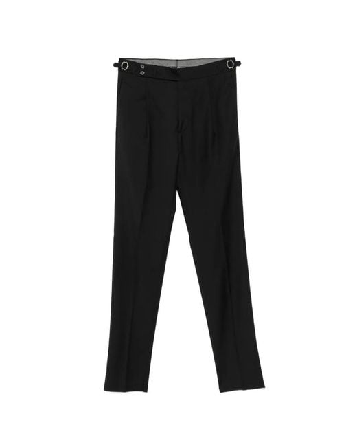 Tagliatore Black Buckle-Detail Trousers for men