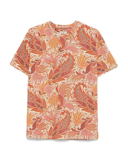 Etro Pink Paisley-Print T-Shirt for men