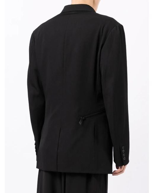 Yohji Yamamoto Black Zip-Detail Cotton Blazer for men
