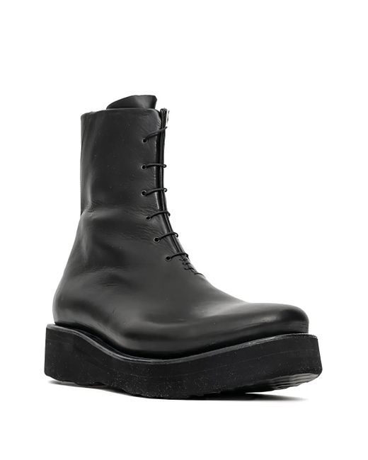 DEVOA Black Lace-Up Side-Zip Biker Boots for men